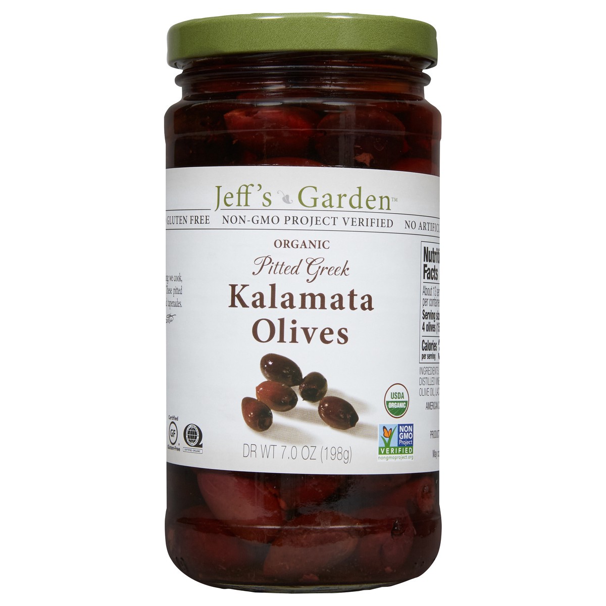 slide 1 of 7, Jeff's Garden Organic Pitted Greek Kalamata Olives, 7 oz Dr. Wt., 7 oz
