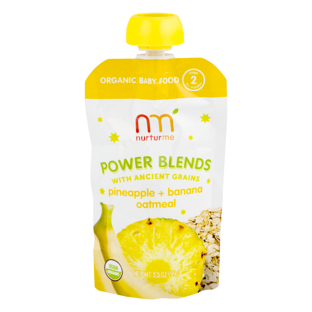 slide 1 of 2, NurturMe Power Blends With Ancient Grains, Pineapple, Banana, Oatmeal, 3.5 oz