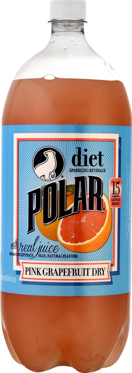 slide 9 of 10, Polar Diet Sparkling Beverage Pink Grapefruit Dry, 2 liter