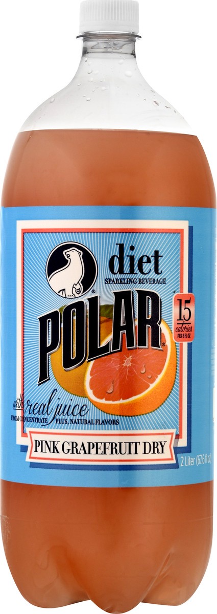 slide 10 of 10, Polar Diet Sparkling Beverage Pink Grapefruit Dry, 2 liter