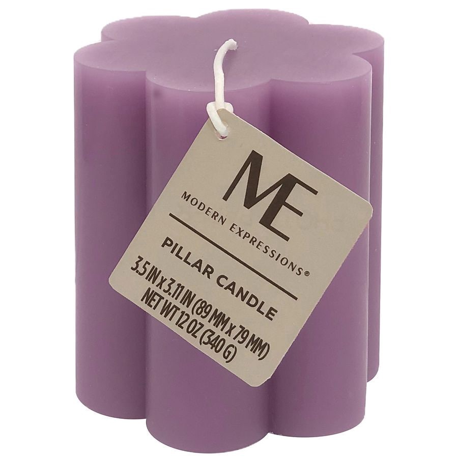 slide 1 of 1, Modern Expressions Short Flower Pillar Candle, 1 ct