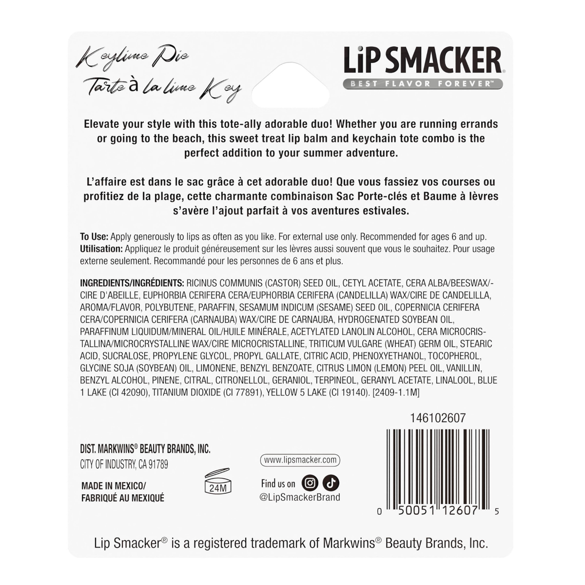 slide 4 of 4, LIP SMACKER LipSmackers LipBalm Tote Key Lime 0.14oz, 0.14 oz