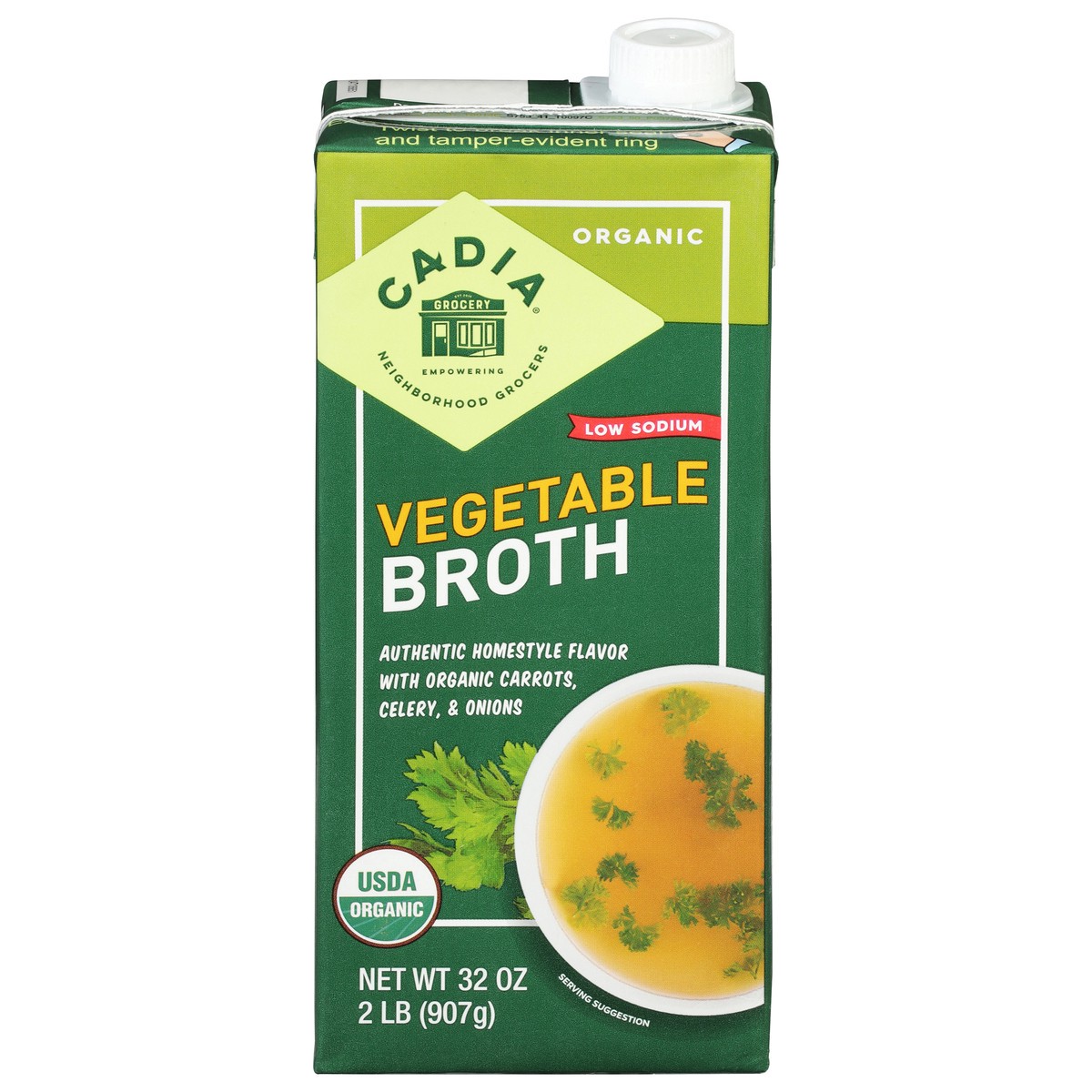 slide 1 of 13, Cadia Low Sodium Organic Vegetable Broth 32 oz, 32 oz