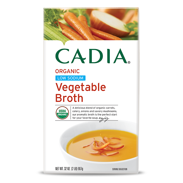 slide 1 of 1, Cadia Organic Low Sodium Vegetable Broth, 32 fl oz