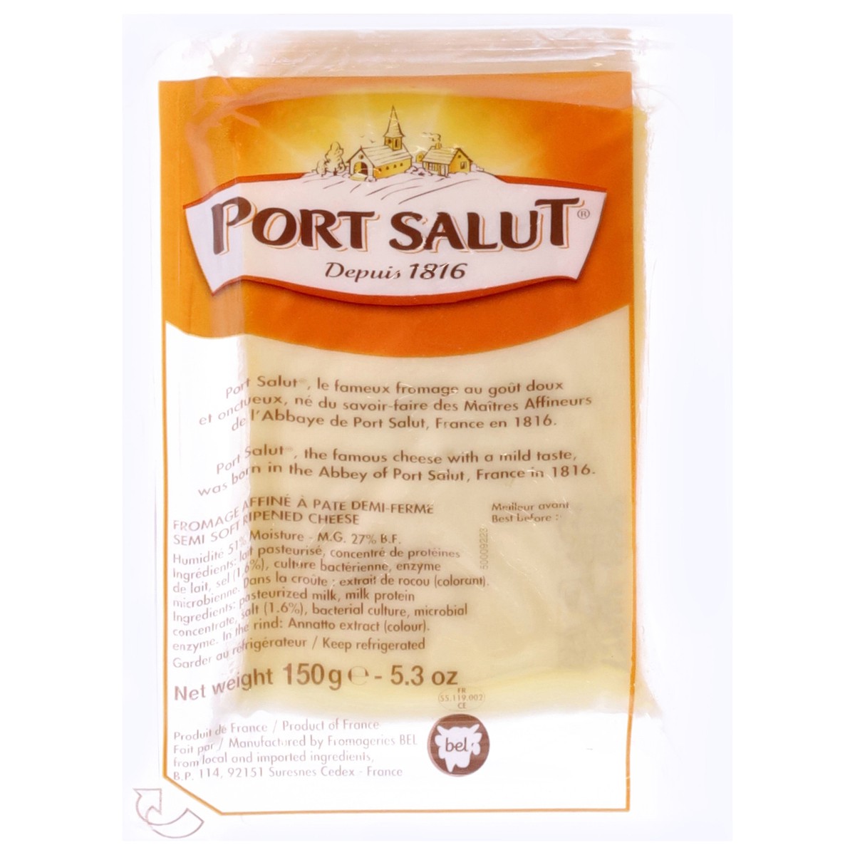 slide 12 of 13, Port Salut Semi-Soft Ripened Cheese 5.3 oz, 5.3 oz