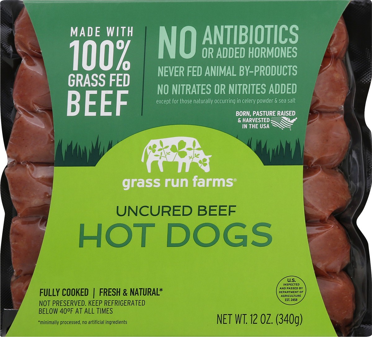 slide 7 of 10, Grass Run Farms Uncured Beef Hot Dogs 12 oz, 12 oz