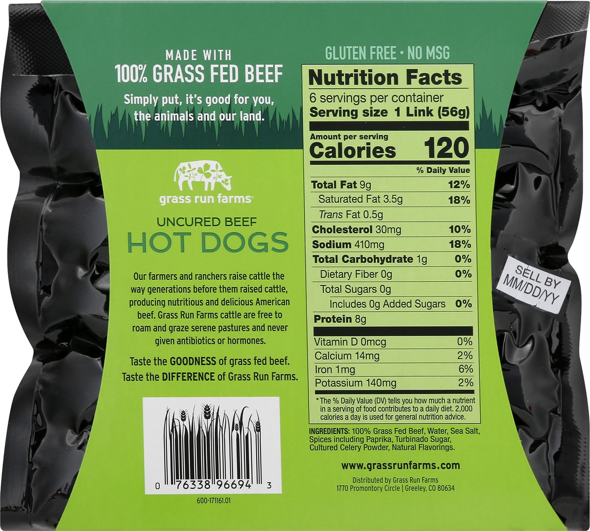 slide 8 of 10, Grass Run Farms Uncured Beef Hot Dogs 12 oz, 12 oz