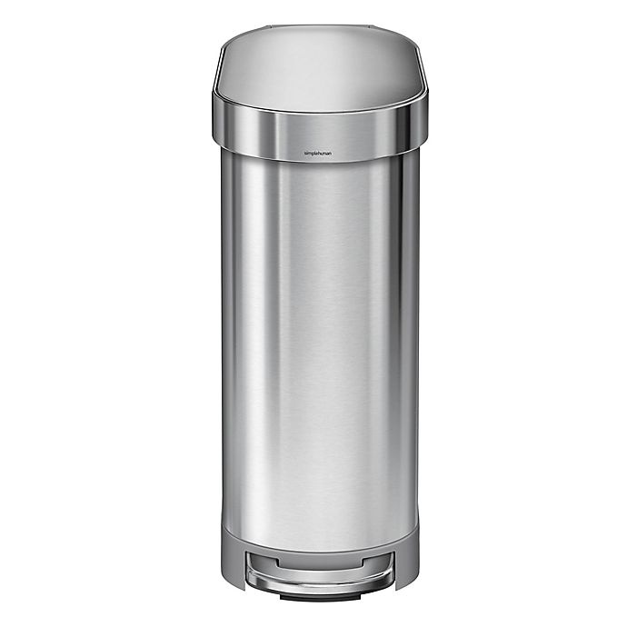 slide 1 of 5, simplehuman Slim Step-On Trash Can with Liner Rim, 45 liter