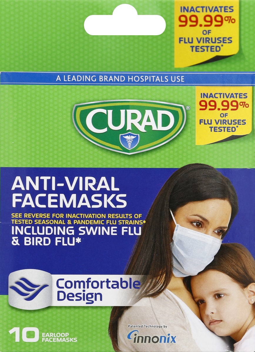 slide 2 of 2, Curad Anti-Viral Face Mask, 10 ct