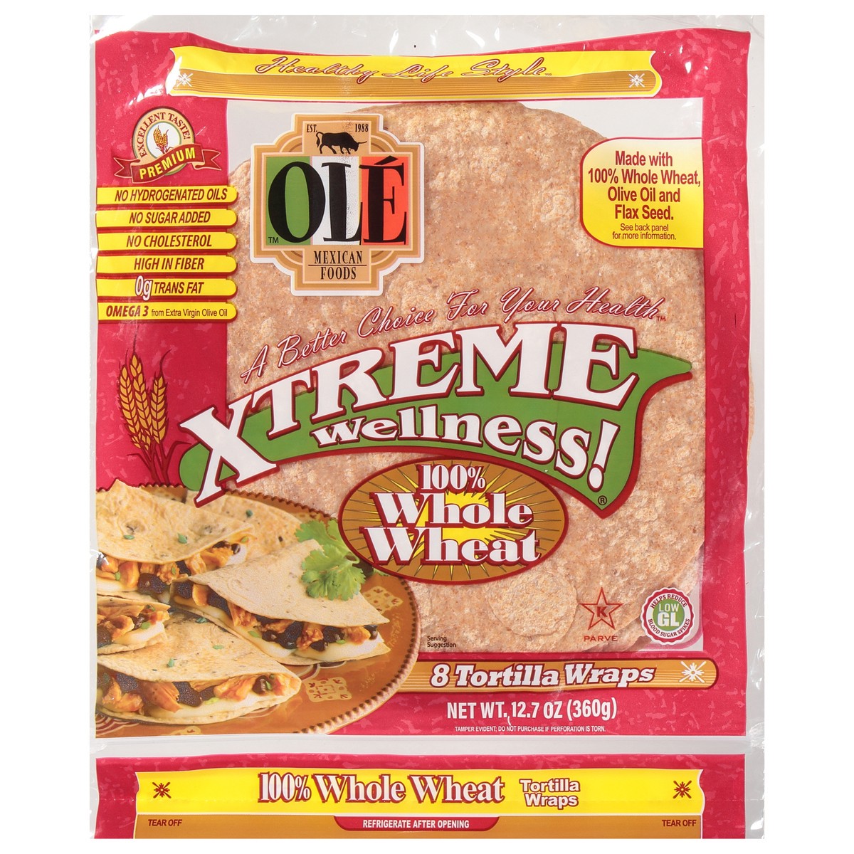 slide 9 of 13, La Banderita Xtreme Wellness 100% Whole Wheat Tortilla Wraps 8 Tortilla Wraps 8 ea, 8 ct