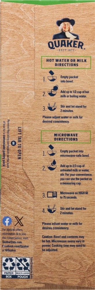 slide 2 of 5, Quaker Instant Oatmeal Protein No Added Sugar Apples & Cinnamon 10.5 Oz 6 Count, 6 ct