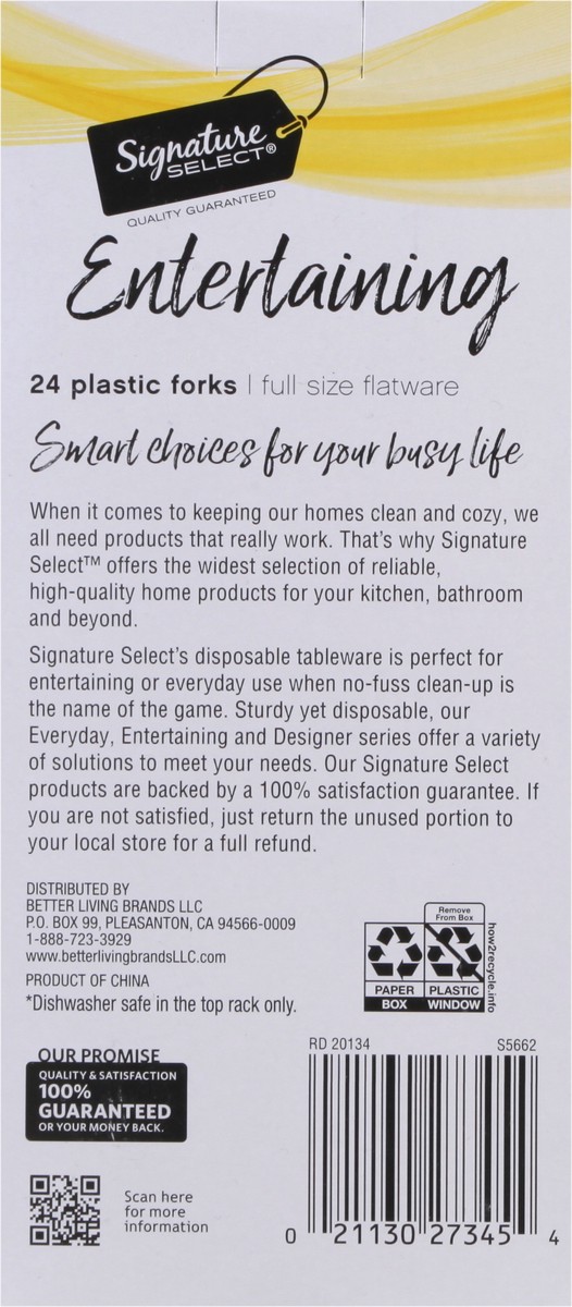 slide 2 of 11, Signature Select Full Size Flatware Plastic Fork 24 ea, 24 ct