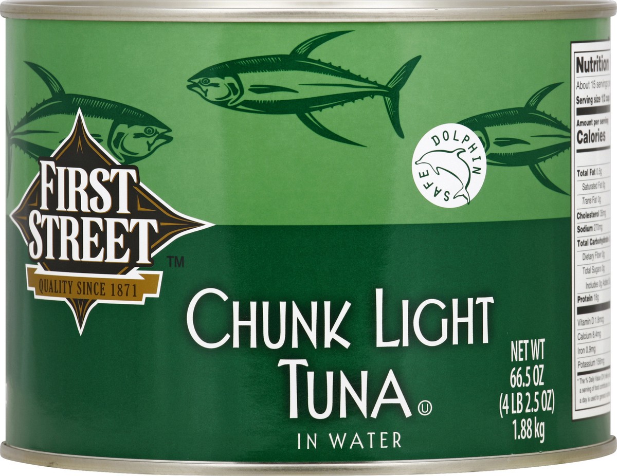 slide 5 of 6, First Street Chunk Light Tuna, 66.5 oz
