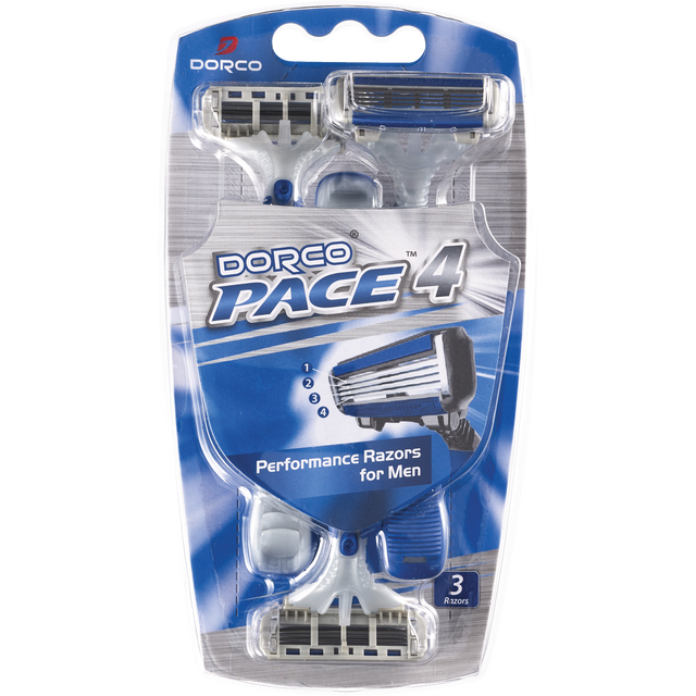 slide 1 of 1, Pace Dorco Pace 4 Blade Disposable Razors For Men, 3 ct