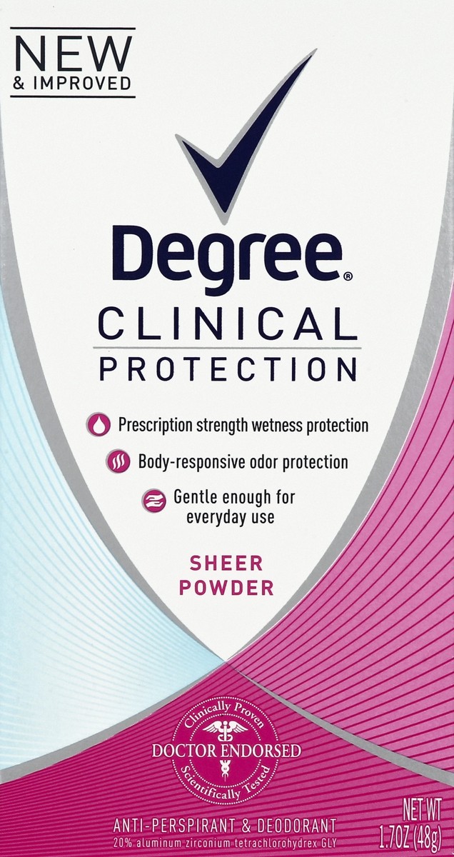 slide 4 of 5, Degree Clinical Protection Sheer Powder Antiperspirant & Deodorant, 1.7 oz