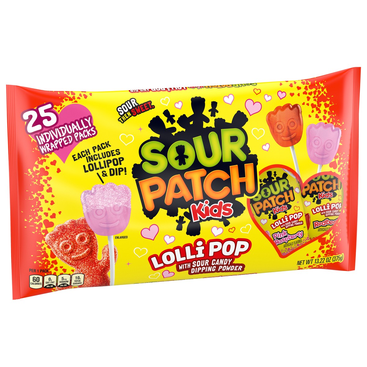 slide 7 of 9, SOUR PATCH KIDS Lollipop with Sour Candy Dipping Powder Valentines Day Candy, 25 Lollipops, 13.23 oz