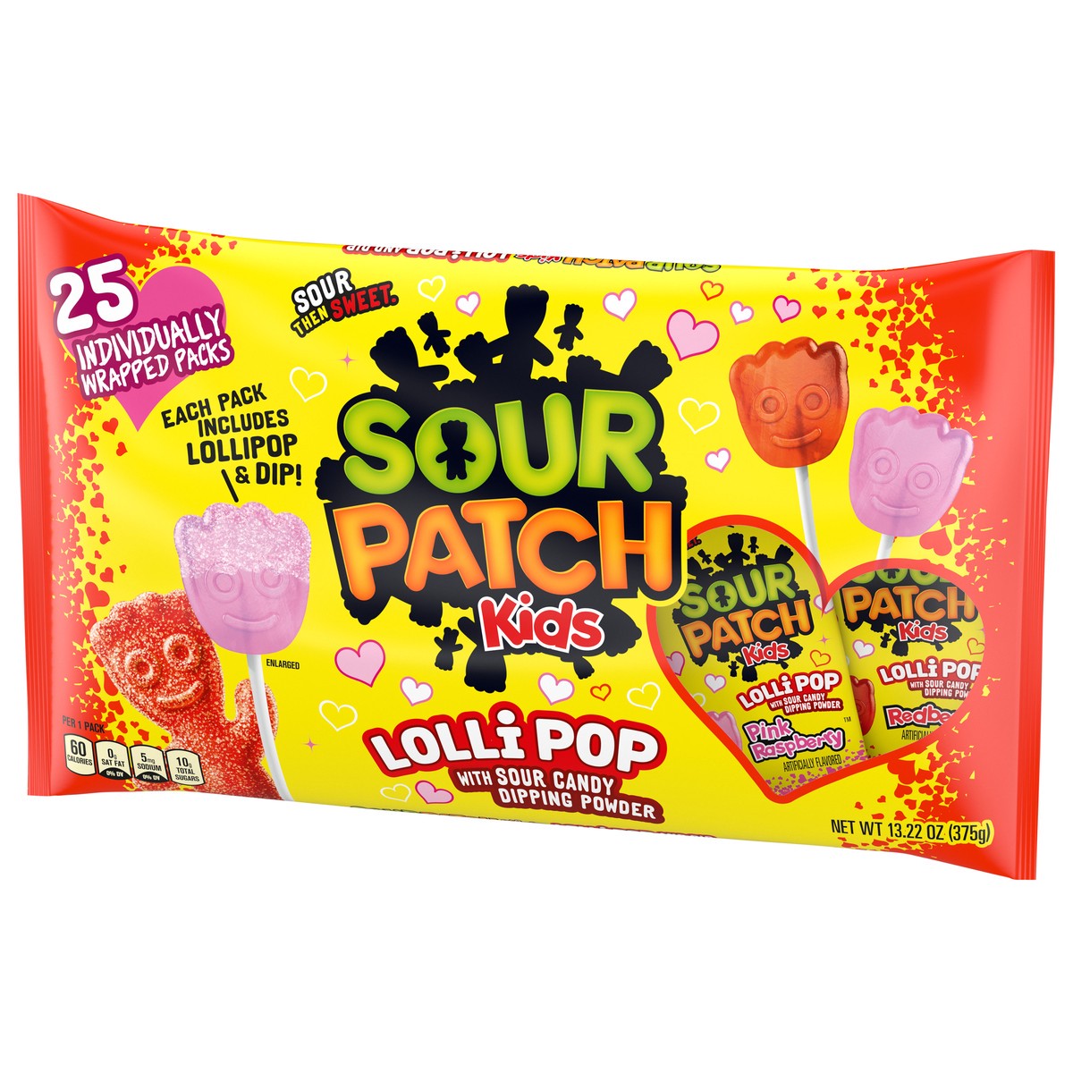 slide 6 of 9, SOUR PATCH KIDS Lollipop with Sour Candy Dipping Powder Valentines Day Candy, 25 Lollipops, 13.23 oz