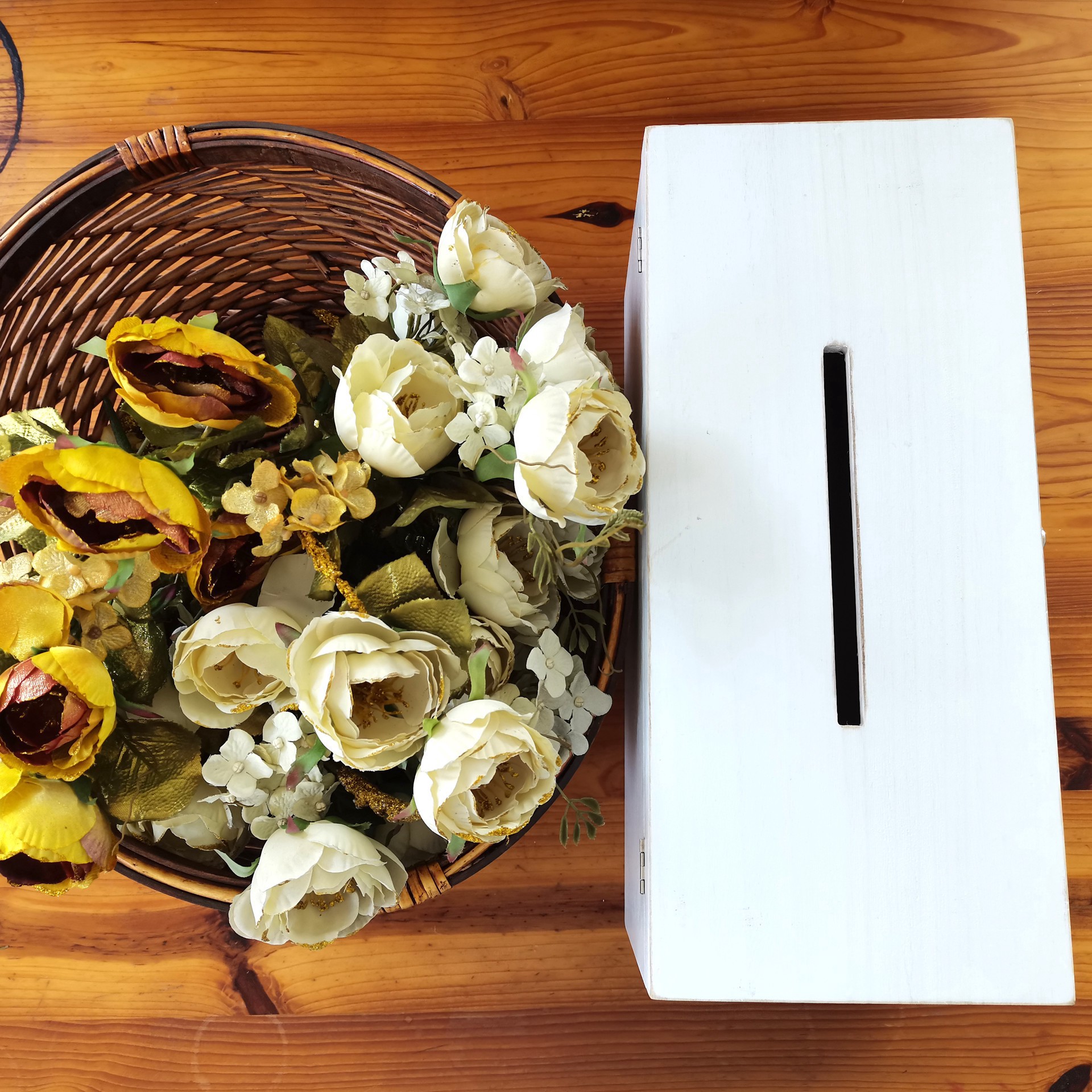 slide 5 of 5, Whitewashed Card Box By Celebrate It, 15.95 in x 8.5 in x 6.89 in