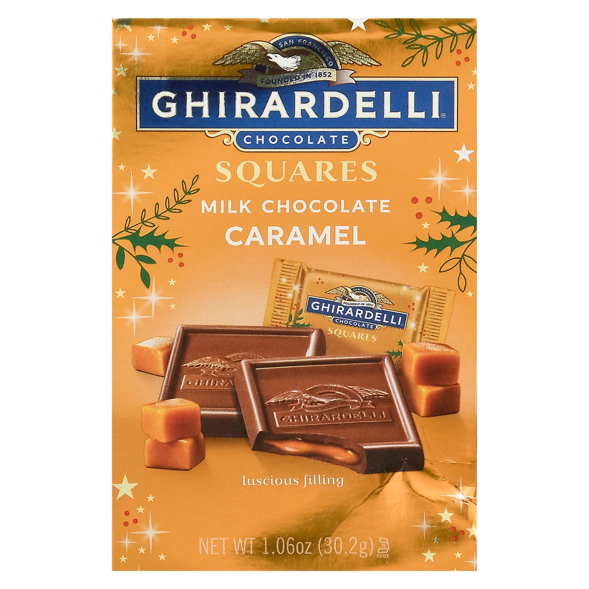 slide 1 of 7, Ghirardelli Squares Caramel Milk Chocolate 1.06 oz, 1.06 oz