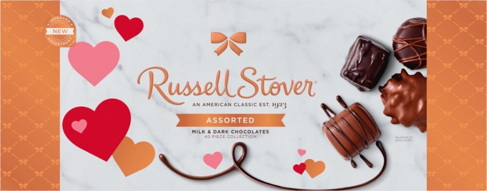 slide 1 of 1, Russell Stover Assorted Milk & Dark Chocolates Box, 23 oz