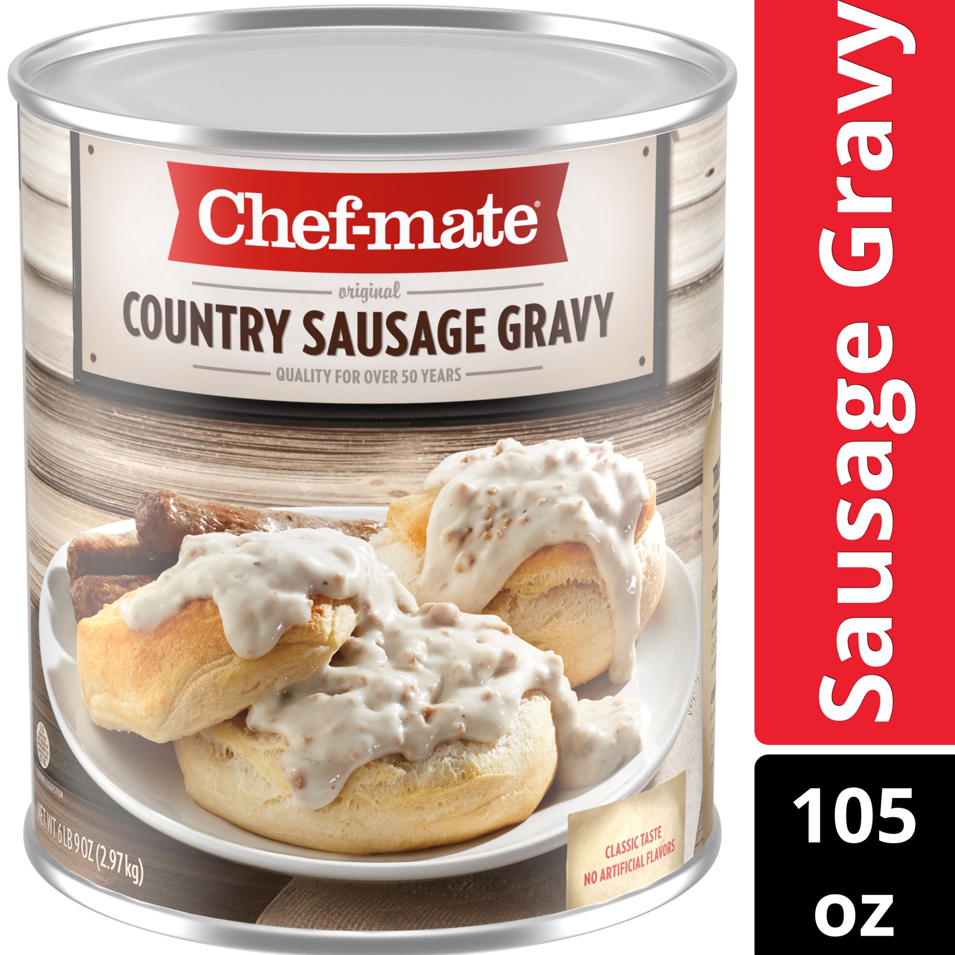 slide 1 of 5, Chef-mate Country Sausage Gravy, Original Sausage Gravy, 105 Oz Can, 6.56 lb