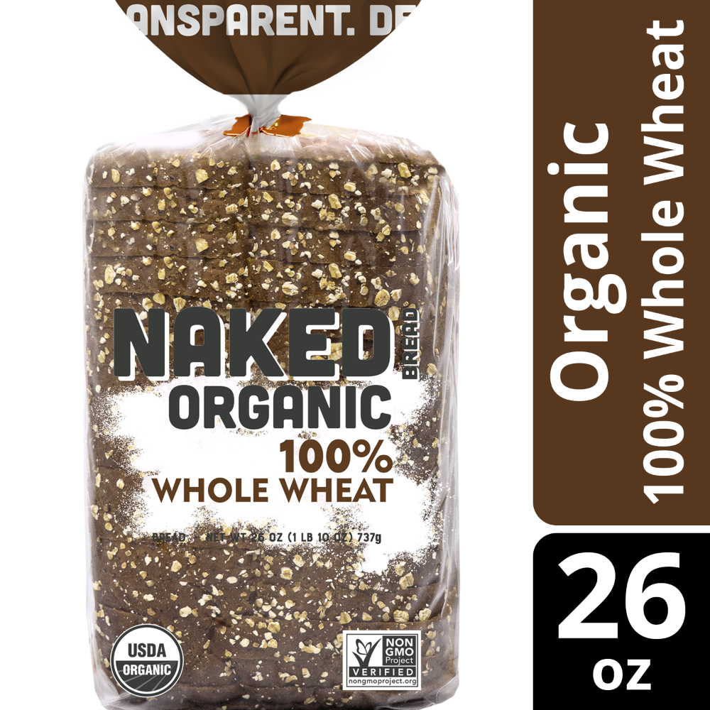 slide 3 of 3, Naked Bread® Organic 100% Whole Wheat Bread, 26 oz