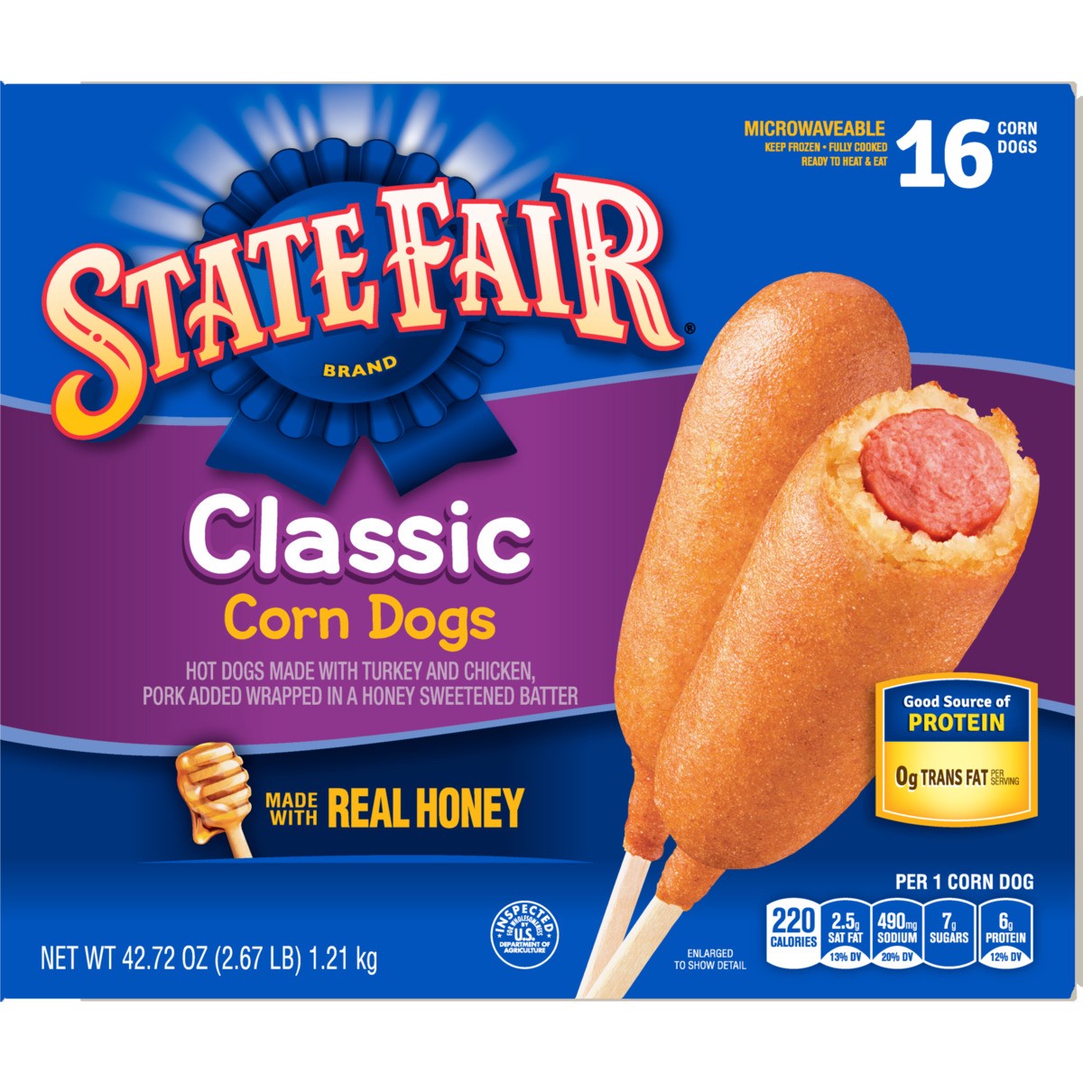 slide 5 of 9, State Fair Classic Corn Dogs, Frozen, 16 Count, 42.7 oz