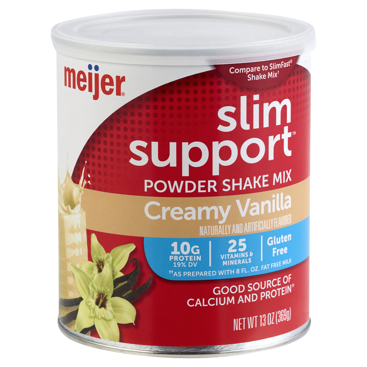 slide 1 of 9, Meijer Slim Suppot Protein Shake Mix, Vanilla, 13 oz