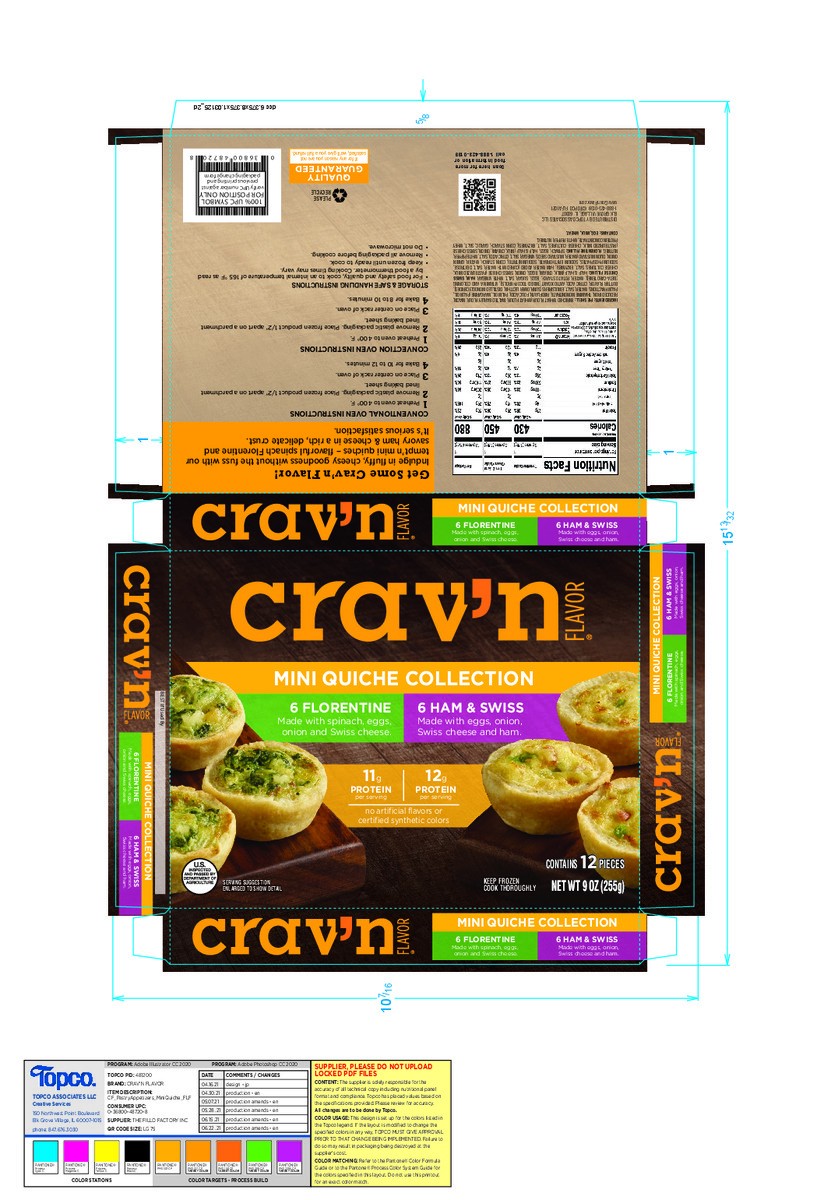 slide 13 of 16, Crav'n Flavor Ham and Swiss/Florentine Mini Quiche Collection 12 Each, 