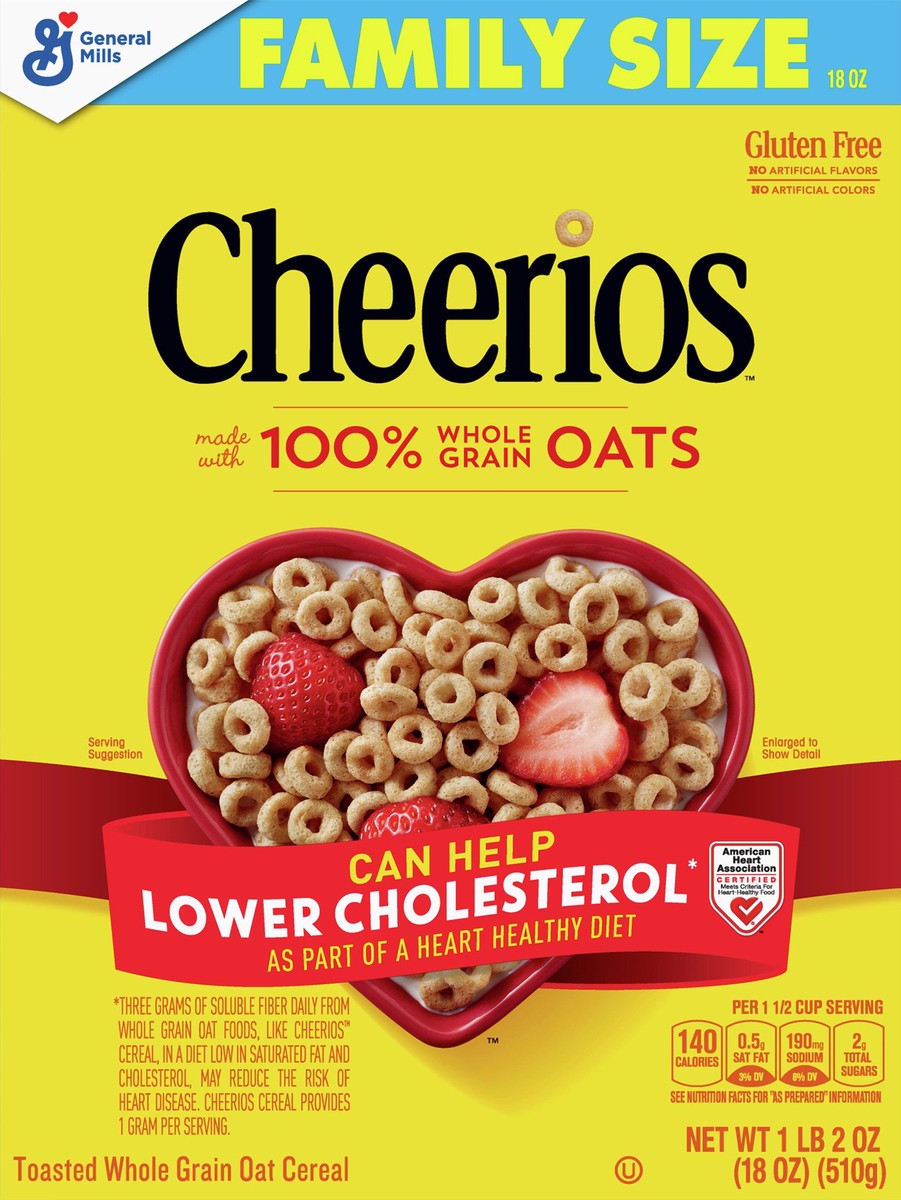 slide 1 of 4, Cheerios Family Size Toasted Whole Grain Oat Cereal 18 oz, 18 oz