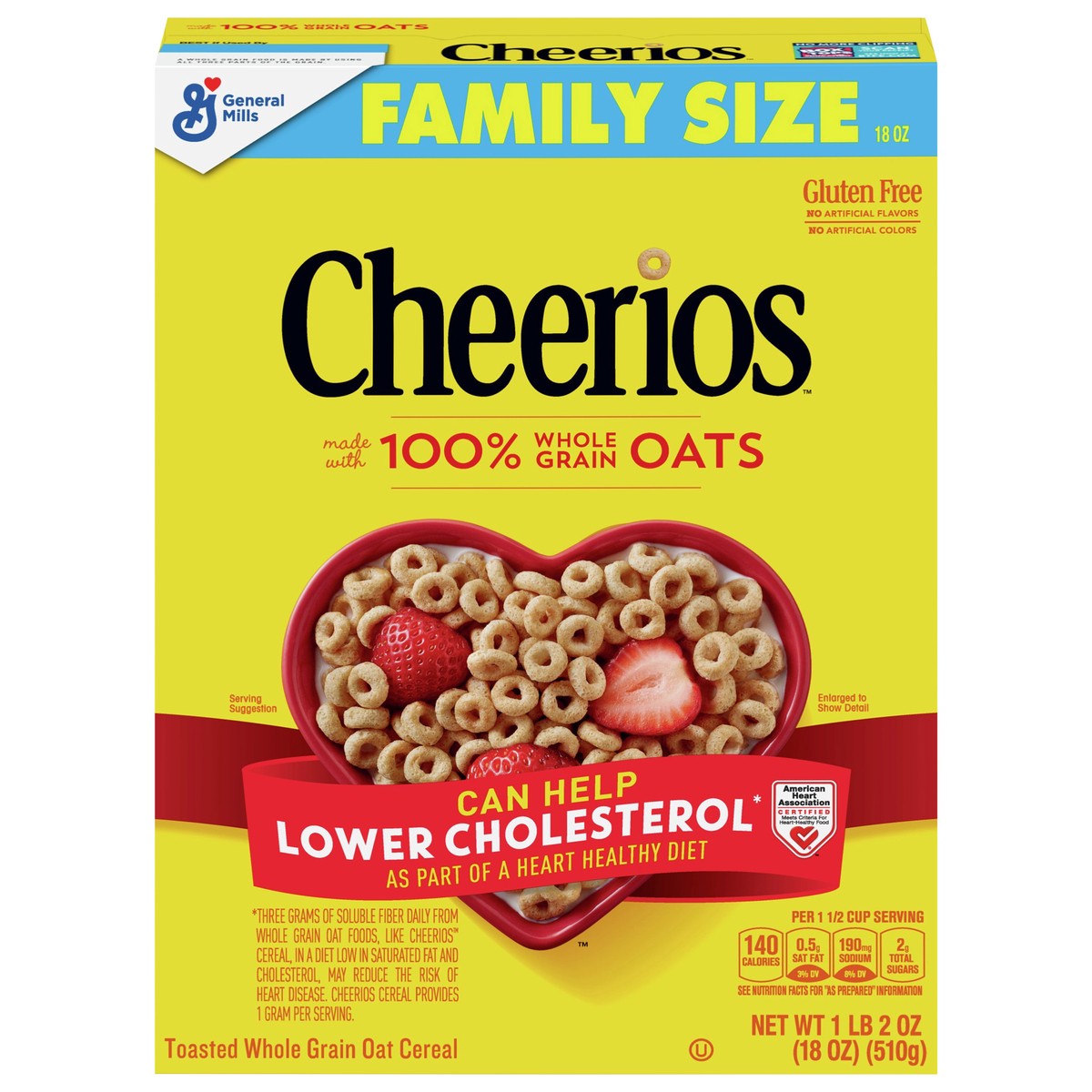 slide 1 of 4, Cheerios Family Size Toasted Whole Grain Oat Cereal 18 oz, 18 oz