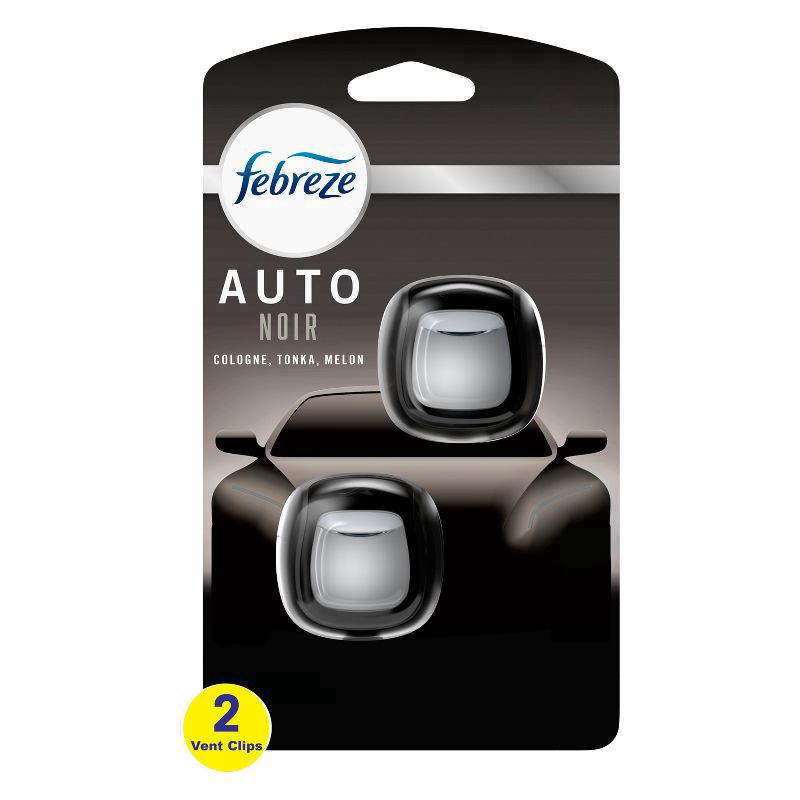 slide 1 of 9, Febreze Auto Vent Clips Noir Air Freshener 2 - 0.07 fl oz Each, 2 ct