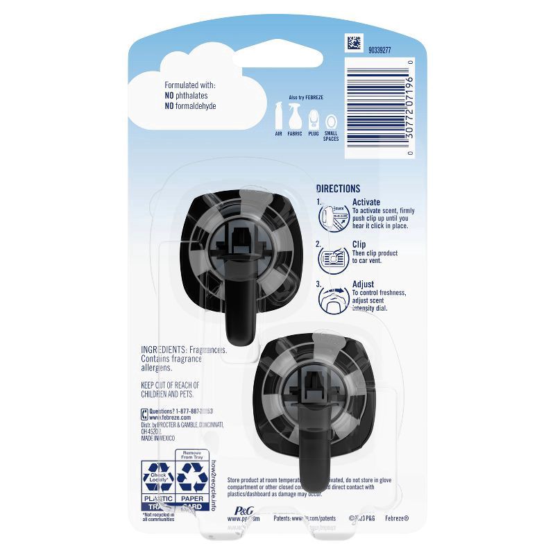 slide 4 of 9, Febreze Auto Vent Clips Noir Air Freshener 2 - 0.07 fl oz Each, 2 ct