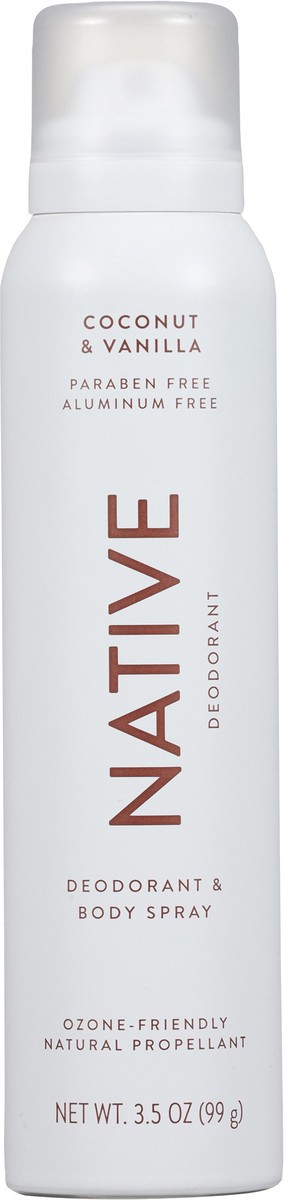 slide 9 of 14, Native Deodorant & Body Spray, Coconut & Vanilla, Aluminum Free, for Women and Men, 2.65 oz, 3.50 oz