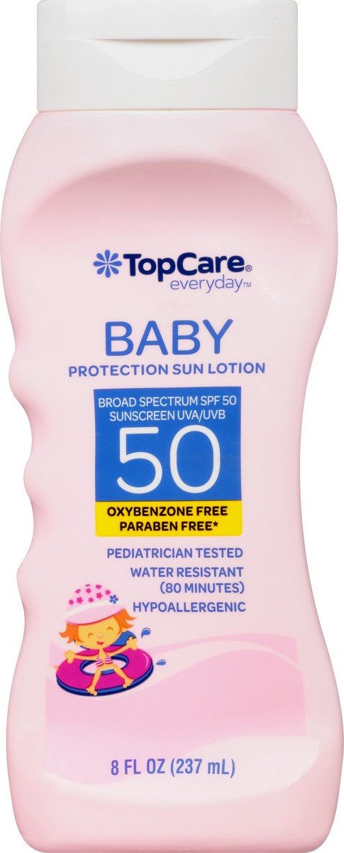 slide 5 of 9, TopCare Baby Water Resistant Uva/Uvb Broad Spectrum Spf 50 Protection Sunscreen Lotion, 8 oz