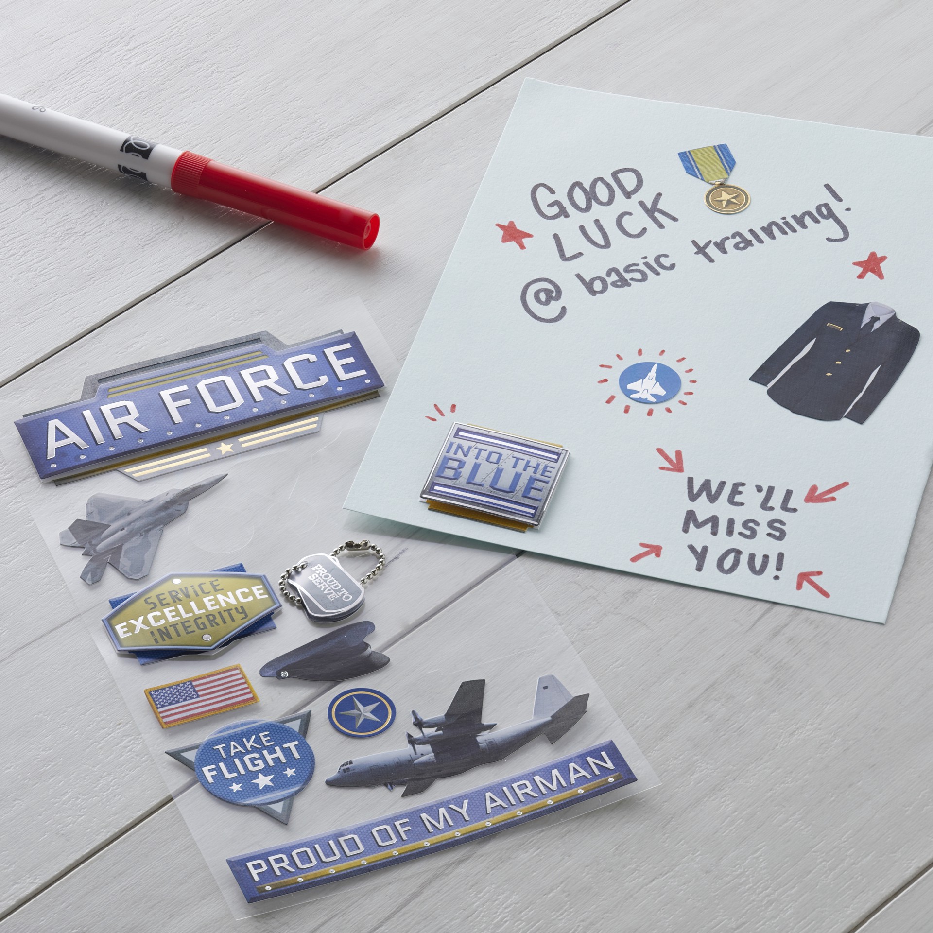 slide 2 of 6, Air Force Dimensional Stickers By Recollections, 3.875 in x 6.875 in