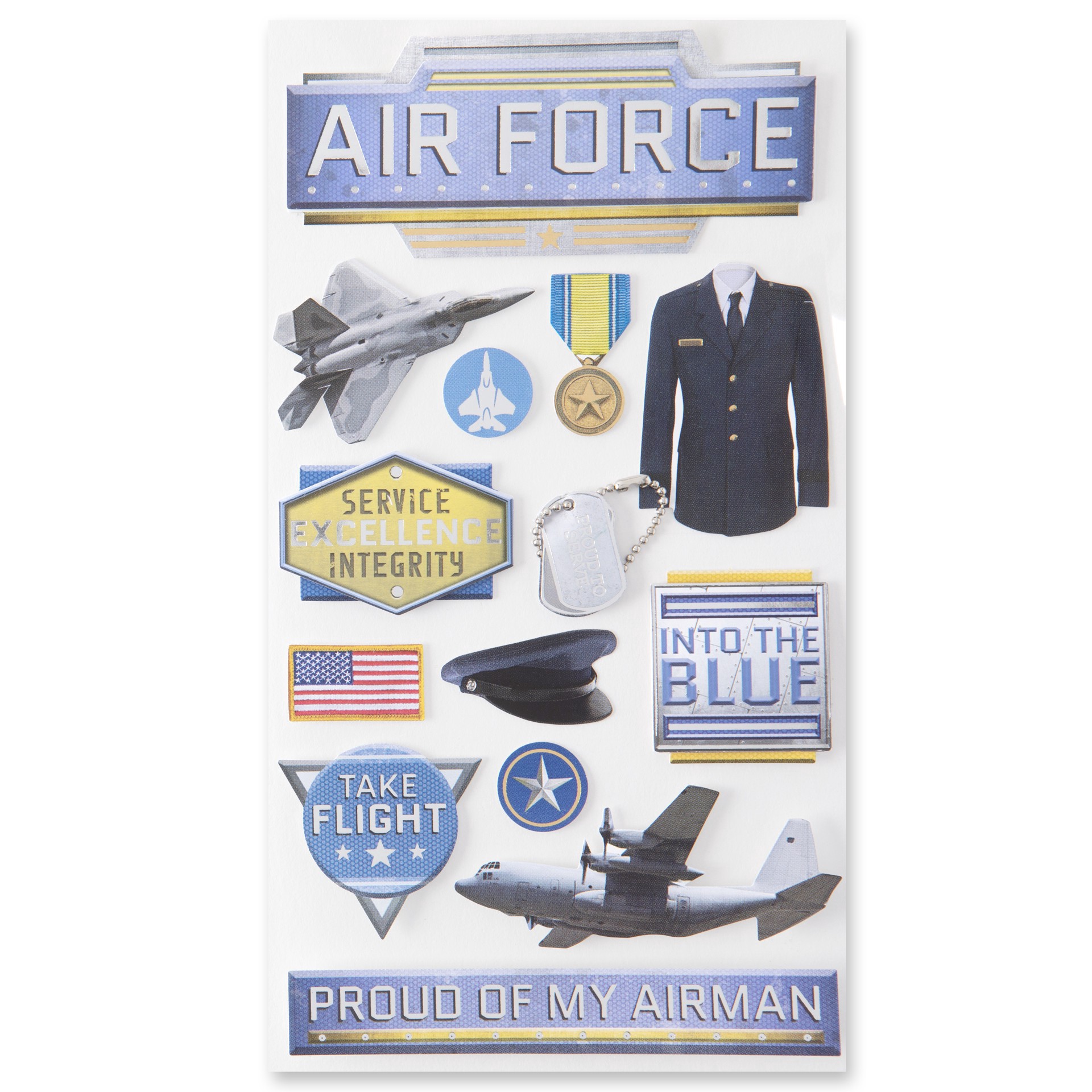 slide 3 of 6, Air Force Dimensional Stickers By Recollections, 3.875 in x 6.875 in