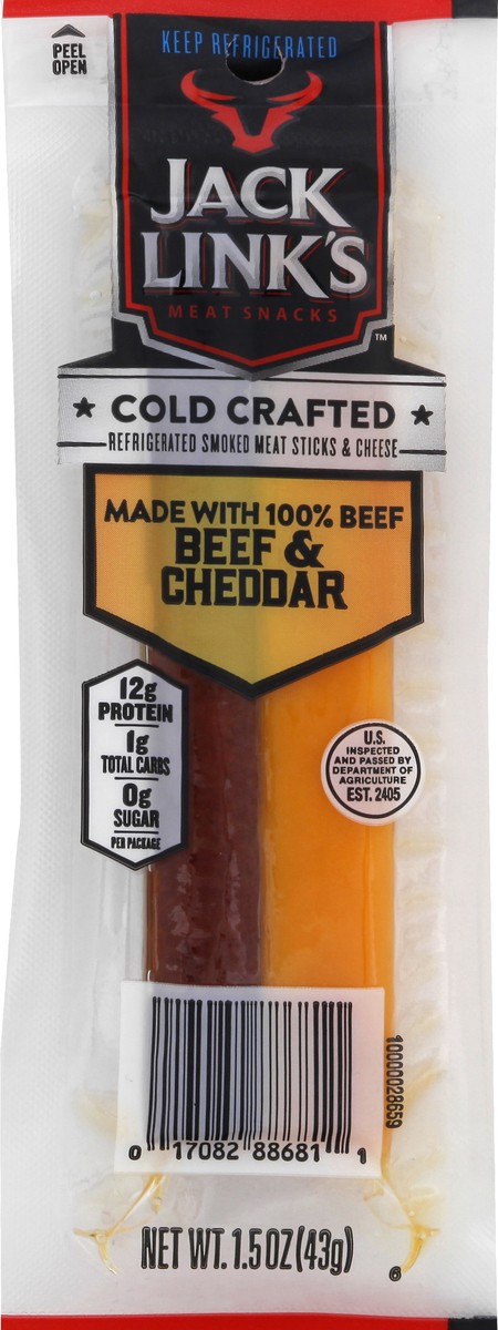 slide 6 of 7, Jack Link's Cold Crafted Beef & Cheddar Combo Stick, 1.5 oz