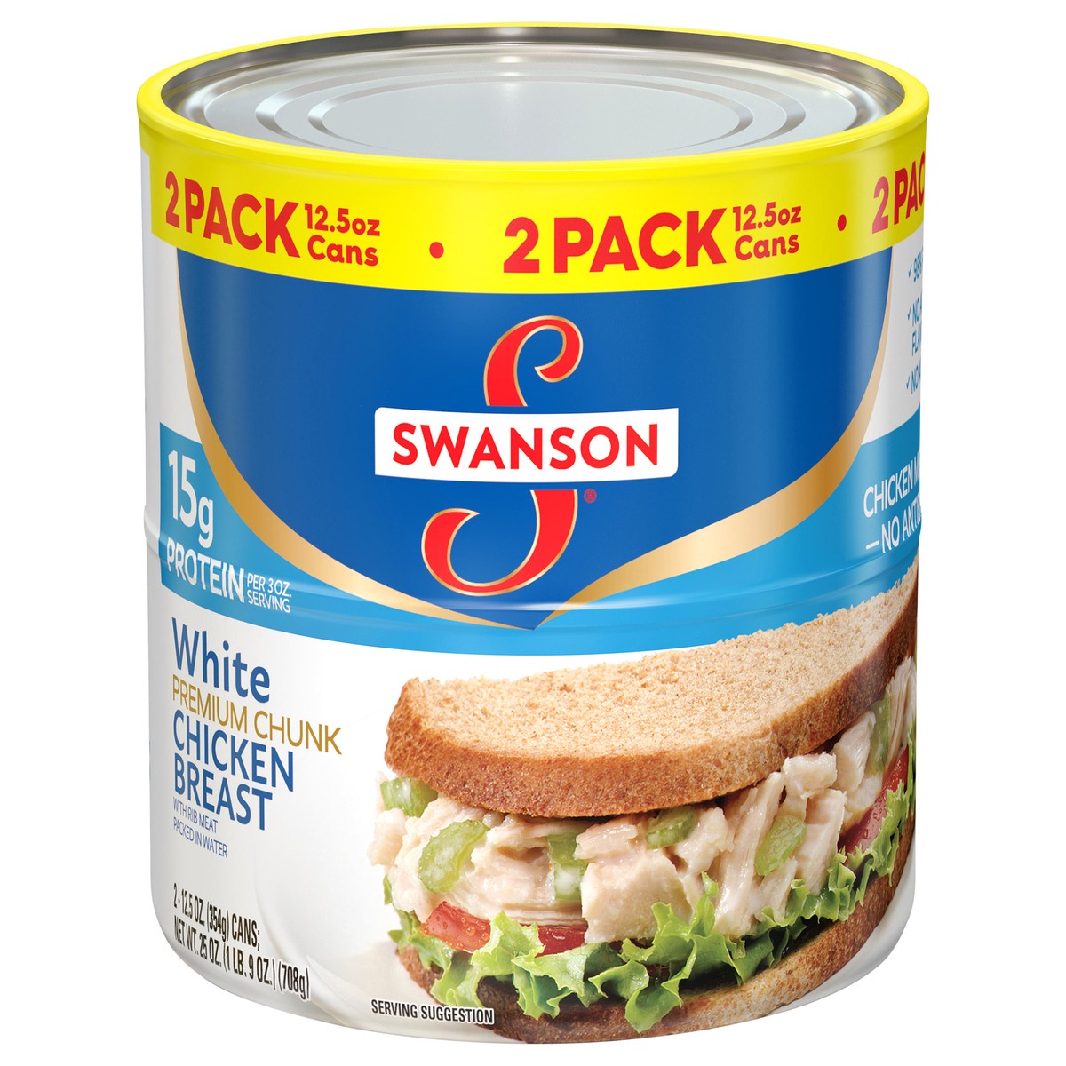 slide 1 of 3, Swanson White Premium Chunk Chicken Breast, 2 Cans, 25 oz