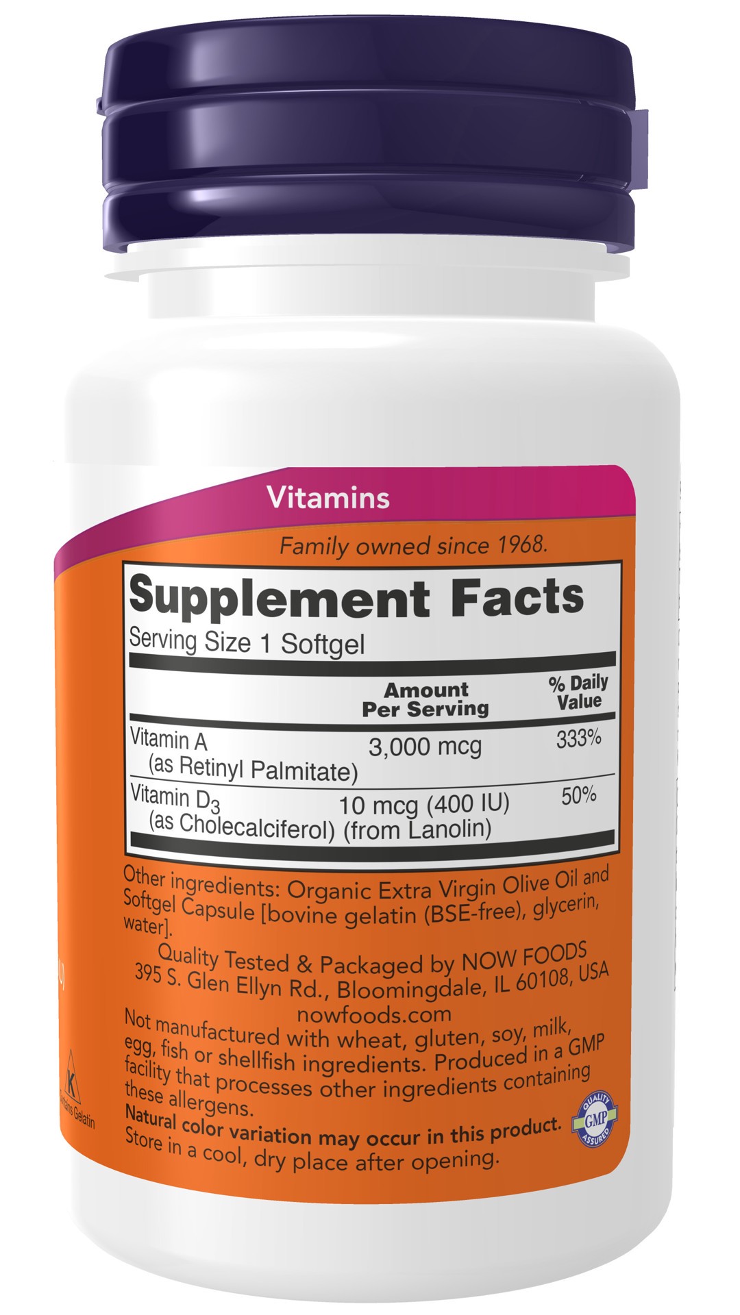 slide 2 of 4, NOW Vitamin A & D 10,000/400 IU - 100 Softgels, 100 ct