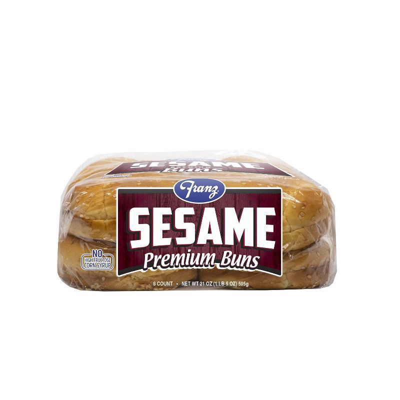 slide 3 of 6, Franz BBQ Sesame Hamburger Bun 8's 21oz, 21 oz