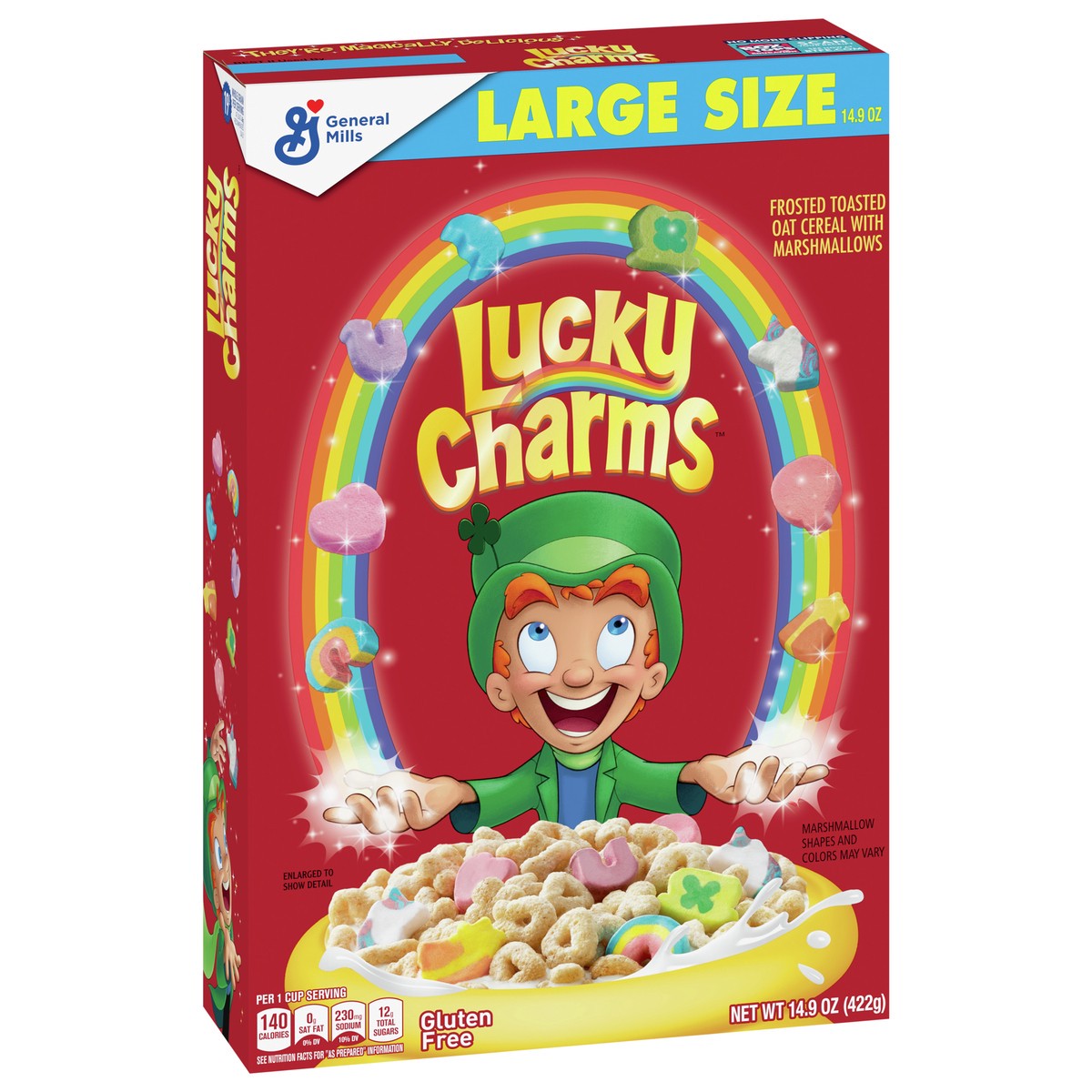 slide 9 of 9, Lucky Charms Gluten Free Cereal with Marshmallows, Kids Breakfast Cereal, Made with Whole Grain, Large Size, 14.9 oz, 14.9 oz