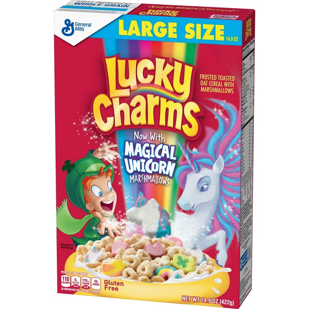 slide 2 of 4, Lucky Charms, Marshmallow Cereal with Unicorns, Gluten Free, 14.9 oz