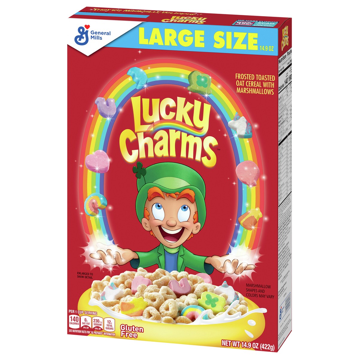 slide 5 of 9, Lucky Charms Gluten Free Cereal with Marshmallows, Kids Breakfast Cereal, Made with Whole Grain, Large Size, 14.9 oz, 14.9 oz