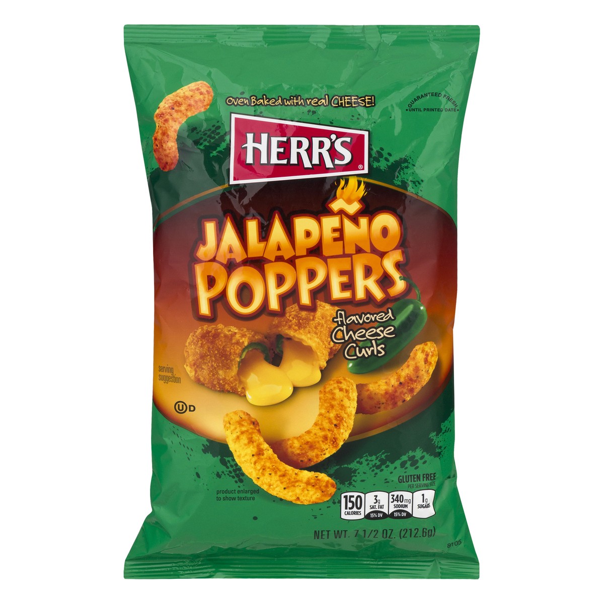 slide 1 of 10, Herr's Herrs Jalapeno Poppers Cheese Curls, 7.5 oz