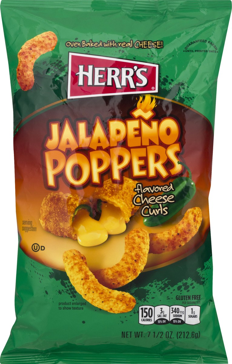 slide 7 of 10, Herr's Herrs Jalapeno Poppers Cheese Curls, 7.5 oz