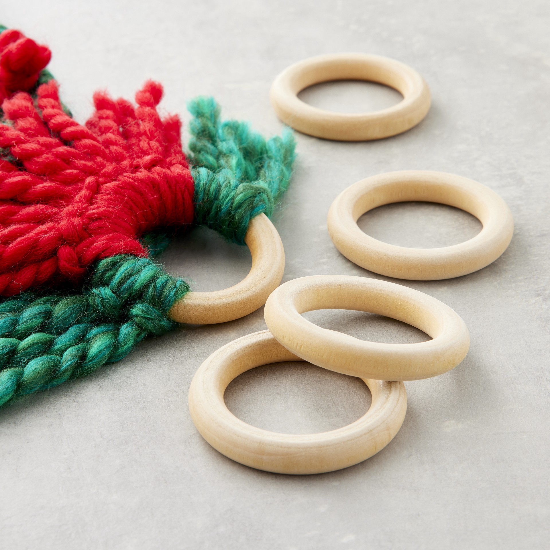 slide 2 of 3, Loops & Threads Wood Cabone Rings, 5ct., 5 ct