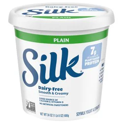 Silk Plain Dairy Free, Plant Based Soy Milk Yogurt Alternative, 24 OZ Tub
