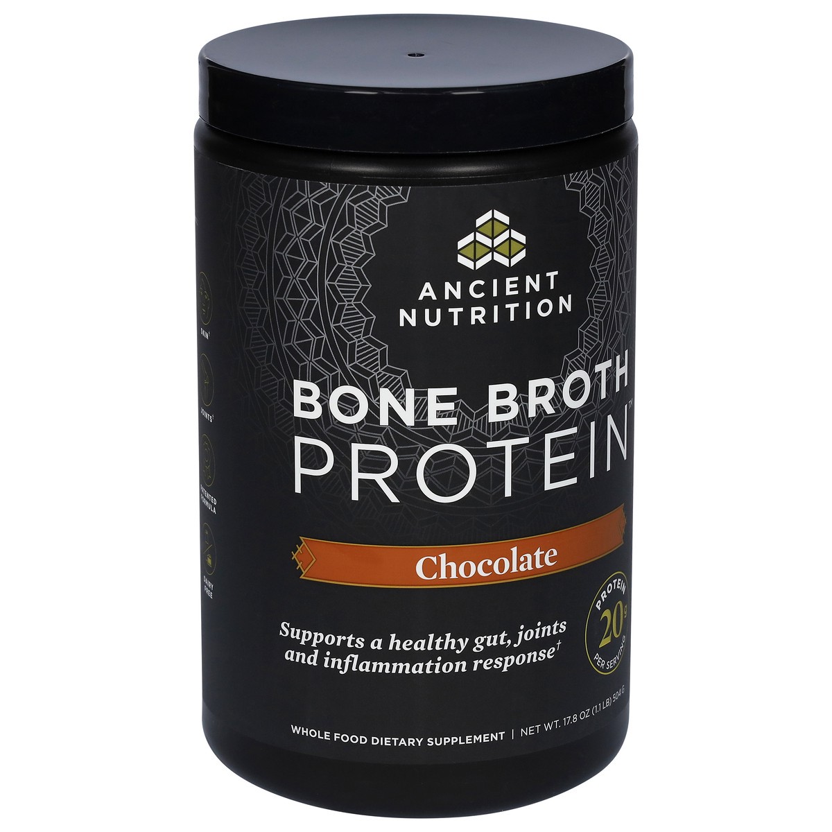 slide 8 of 9, Ancient Nutrition Chocolate Bone Broth Protein 17.8 oz, 17.8 oz