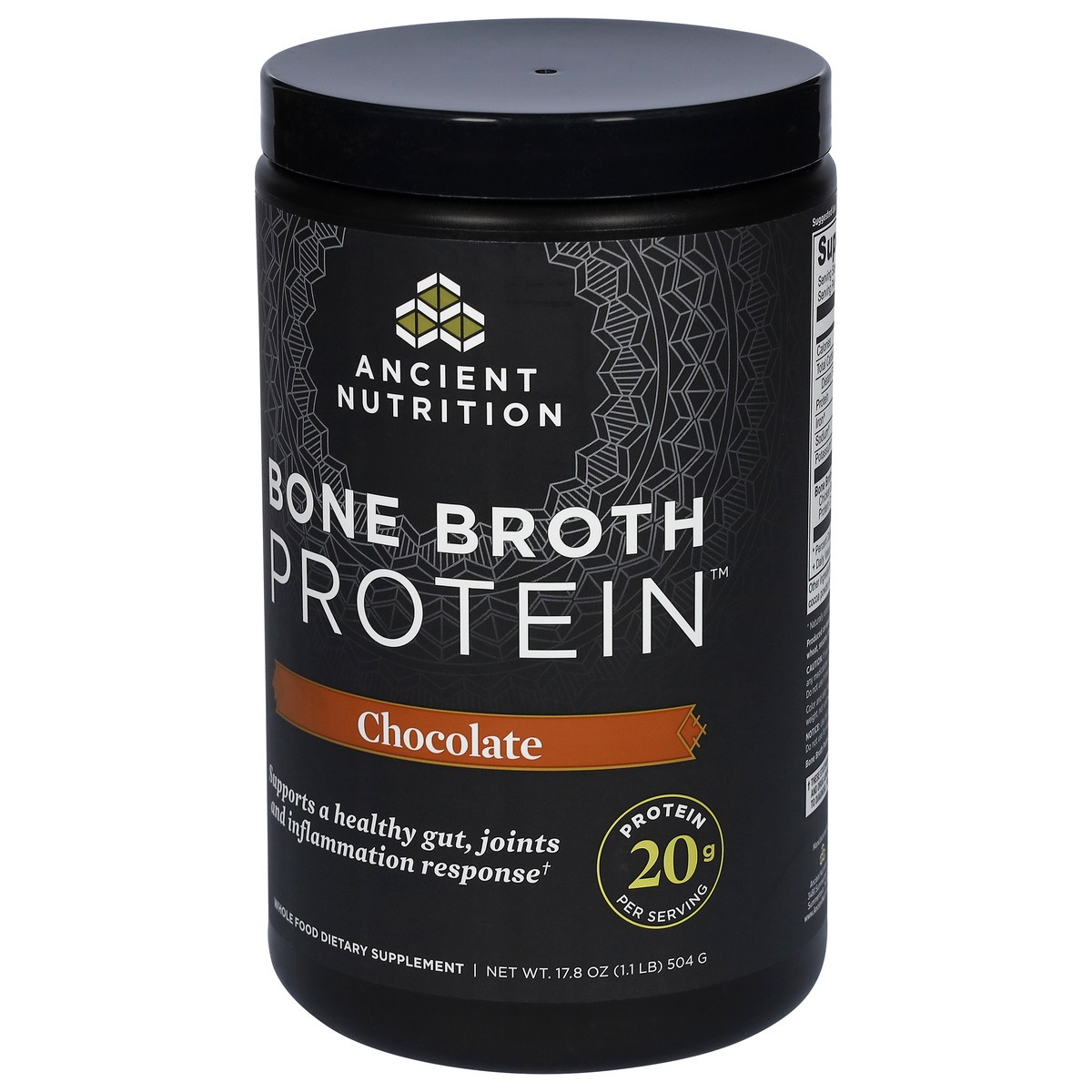 slide 5 of 9, Ancient Nutrition Chocolate Bone Broth Protein 17.8 oz, 17.8 oz